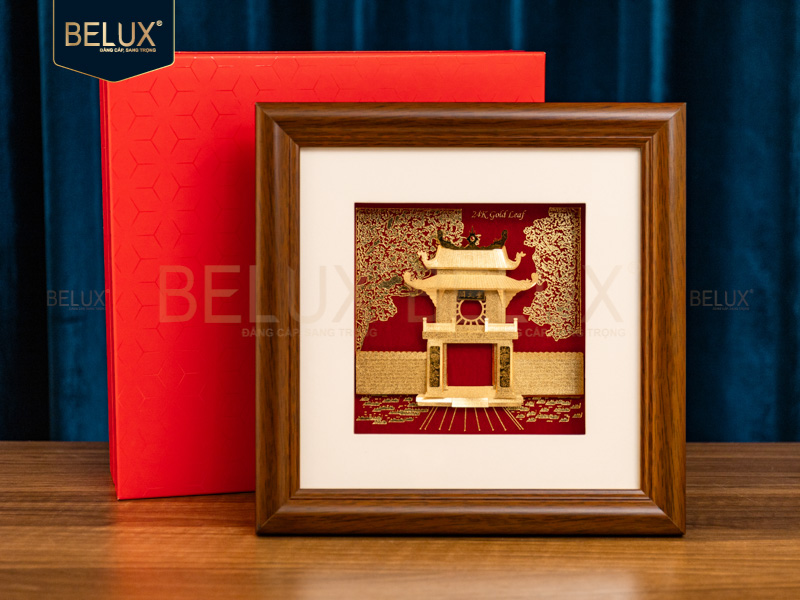 Tranh Khuê Văn Các Dát Vàng 24k 25x25cm